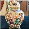 P03. Capodimonte urn with top. Cracked and repaired. 11.5”h - $18 